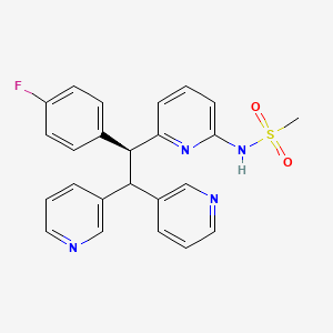 molecular formula C24H21FN4O2S B1677222 N-{6-[(1S)-1-(4-Fluorophenyl)-2,2-di(pyridin-3-yl)ethyl]pyridin-2-yl}methanesulfonamide CAS No. 875562-81-5