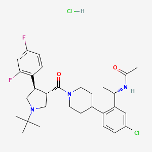 B1677224 N-((1S)-1-(5-Chloro-2-(1-(((3S,4R)-4-(2,4-difluorophenyl)-1-(tert-butyl)-3-pyrrolidinyl)carbonyl)-4-piperidinyl)phenyl)ethyl)acetamide hydrochloride CAS No. 455957-71-8