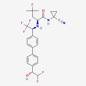 molecular formula C26H27F6N3O2 B1677229 Pentanamide, N-(1-cyanocyclopropyl)-2-(((1S)-1-(4'-((1R)-2,2-difluoro-1-hydroxyethyl)(1,1'-biphenyl)-4-yl)-2,2,2-trifluoroethyl)amino)-4-fluoro-4-methyl-, (2S)- CAS No. 887781-62-6