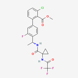 B1677230 (1,1'-Biphenyl)-2-carboxylic acid, 3-chloro-3'-fluoro-4'-((1R)-1-(((1-((trifluoroacetyl)amino)cyclopropyl)carbonyl)amino)ethyl)-, methyl ester CAS No. 578727-68-1