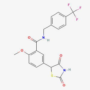 B1677232 5-(2,4-dioxothiazolidin-5-yl)-2-methoxy-N-(4-(trifluoromethyl)benzyl)benzamide CAS No. 934017-32-0