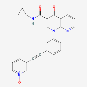 molecular formula C25H18N4O3 B1677236 N-Cyclopropyl-1-(3-((1-oxidopyridin-3-yl)ethynyl)phenyl)-1,4-dihydro(1,8)naphthyridin-4-one-3-carboxamide CAS No. 500355-52-2