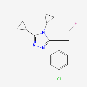 molecular formula C18H19ClFN3 B1677238 4H-1,2,4-Triazole, 3-(trans-1-(4-chlorophenyl)-3-fluorocyclobutyl)-4,5-dicyclopropyl- CAS No. 633317-53-0