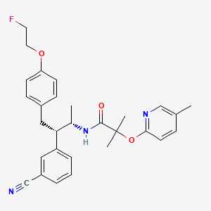 molecular formula C29H32FN3O3 B1677253 Propanamide, N-((1S,2S)-2-(3-cyanophenyl)-3-(4-(2-fluoroethoxy)phenyl)-1-methylpropyl)-2-methyl-2-((5-methyl-2-pyridinyl)oxy)- CAS No. 947371-30-4