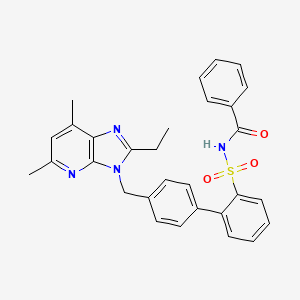 molecular formula C30H28N4O3S B1677254 3-((2'-(苯甲酰氨基磺酰基)联苯-4-基)甲基)-2-乙基-5,7-二甲基-3H-咪唑并(4,5-b)吡啶 CAS No. 157263-00-8