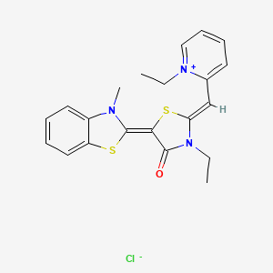 B1677256 Pyridinium, 1-ethyl-2-[[3-ethyl-5-(3-methyl-2(3H)-benzothiazolylidene)-4-oxo-2-thiazolidinylidene]methyl]-, chloride (1:1) CAS No. 147366-41-4