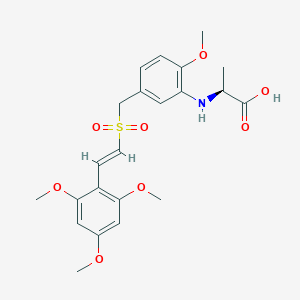 molecular formula C22H27NO8S B1677292 L-Alanine, N-[2-methoxy-5-[[[(1E)-2-(2,4,6-trimethoxyphenyl)ethenyl]sulfonyl]methyl]phenyl]- CAS No. 592543-24-3