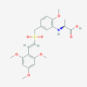 molecular formula C22H27NO8S B1677292 L-Alanine,N-[2-methoxy-5-[[[(1E)-2-(2,4,6-trimethoxyphenyl)ethenyl]sulfonyl]methyl]phenyl]- CAS No. 592543-24-3
