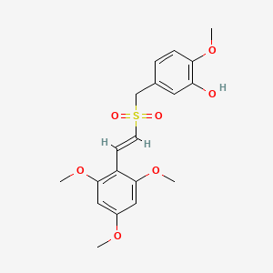 molecular formula C19H22O7S B1677293 (E)-5-(((2,4,6-Trimethoxystyryl)sulfonyl)methyl)-2-methoxyphenol CAS No. 865783-95-5