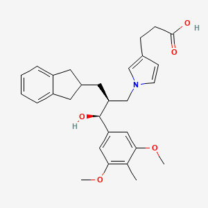 molecular formula C29H35NO5 B1677303 3-(1-((2S,3S)-2-((2,3-dihydro-1H-inden-2-yl)methyl)-3-(3,5-dimethoxy-4-methylphenyl)-3-hydroxypropyl)-1H-pyrrol-3-yl)propanoic acid CAS No. 856689-51-5