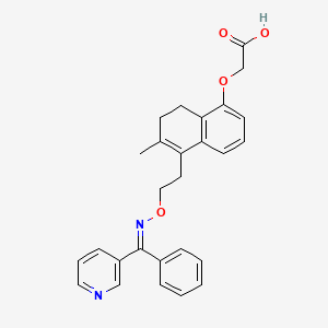 molecular formula C27H26N2O4 B1677307 (7,8-Dihydro-5-((E)-((a-(3-pyridyl)benzylidene)aminooxy)ethyl)-1-naphthyloxy)acetic acid CAS No. 176391-41-6