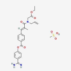 Benzoic acid, 4-((1E)-3-((2-ethoxy-2-oxoethyl)-2-propenylamino)-2-methyl-3-oxo-1-propenyl)-, 4-(aminoiminomethyl)phenyl ester, monomethanesulfonate