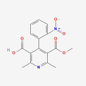 molecular formula C16H14N2O6 B1677336 Monomethyl 2,6-dimethyl-4-(2-nitrophenyl)-3,5-pyridinedicarboxylate CAS No. 73372-63-1