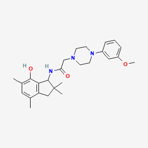 molecular formula C26H35N3O3 B1677337 N-(7-hydroxy-2,2,4,6-tetramethyl-1,3-dihydroinden-1-yl)-2-[4-(3-methoxyphenyl)piperazin-1-yl]acetamide CAS No. 103233-65-4