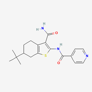 molecular formula C19H23N3O2S B1677343 N-(6-(tert-Butyl)-3-carbamoyl-4,5,6,7-tetrahydrobenzo[b]thiophen-2-yl)isonicotinamide CAS No. 389080-71-1