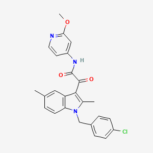 molecular formula C25H22ClN3O3 B1677346 1H-Indole-3-acetamide, 1-[(4-chlorophenyl)methyl]-N-(2-methoxy-4-pyridinyl)-2,5-dimethyl-alpha-oxo- CAS No. 1006604-91-6