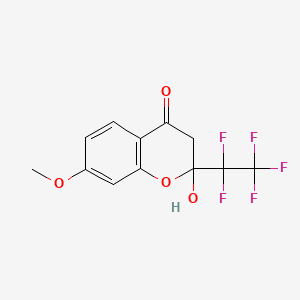 molecular formula C12H9F5O4 B1677359 2-hydroxy-7-methoxy-2-(pentafluoroethyl)-2,3-dihydro-4H-chromen-4-one CAS No. 381710-03-8
