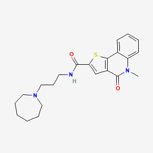 molecular formula C22H27N3O2S B1677361 N-[3-(azepan-1-yl)propyl]-5-methyl-4-oxothieno[3,2-c]quinoline-2-carboxamide CAS No. 902630-14-2