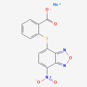 molecular formula C13H6N3NaO5S B1677371 Benzoic acid, 2-((7-nitro-4-benzofurazanyl)thio)-, sodium salt CAS No. 100286-91-7