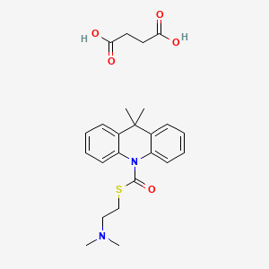 molecular formula C24H30N2O5S B1677372 S-(2-(Dimethylamino)ethyl) 9,9-dimethyl-10(9H)-acridinecarbothioate succinate CAS No. 38044-64-3
