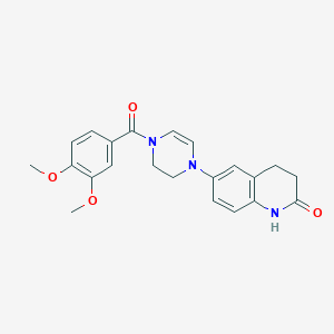 Pyrazine, 1-(3,4-dimethoxybenzoyl)-1,2,3,4-tetrahydro-4-(1,2,3,4-tetrahydro-2-oxo-6-quinolinyl)-