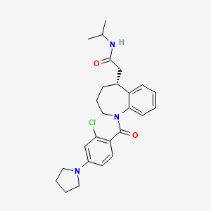 molecular formula C26H32ClN3O2 B1677439 1H-1-Benzazepine-5-acetamide, 1-(2-chloro-4-(1-pyrrolidinyl)benzoyl)-2,3,4,5-tetrahydro-N-(1-methylethyl)-, (R)- CAS No. 192514-54-8
