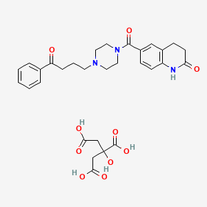 molecular formula C30H35N3O10 B1677442 3,4-Dihydro-6-(4-(4-oxo-4-phenylbutyl)-1-piperazinylcarbonyl)-2(1H)-quinolinone CAS No. 123941-50-4