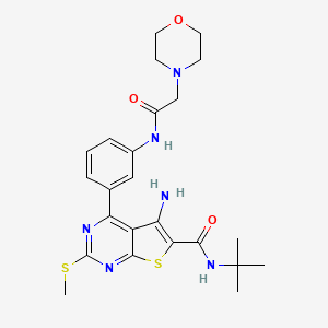 molecular formula C24H30N6O3S2 B1677481 5-Amino-N-(1,1-dimethylethyl)-2-(methylthio)-4-[3-[[2-(4-morpholinyl)acetyl]amino]phenyl]thieno[2,3-d]pyrimidine-6-carboxamide CAS No. 501444-88-8