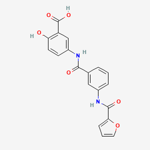 molecular formula C19H14N2O6 B1677512 5-{3-[(Furan-2-carbonyl)-amino]-benzoylamino}-2-hydroxy-benzoic acid CAS No. 887686-02-4