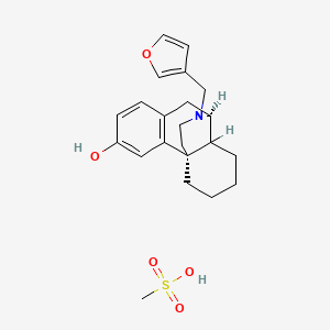 molecular formula C22H29NO5S B1677533 (1S,9S)-17-(Furan-3-ylmethyl)-17-azatetracyclo[7.5.3.01,10.02,7]heptadeca-2(7),3,5-trien-4-ol;methanesulfonic acid CAS No. 61799-82-4