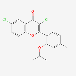 B1677534 3,6-Dichloro-2'-isopropyloxy-4'-methylflavone CAS No. 70460-45-6