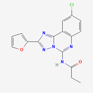 molecular formula C16H12ClN5O2 B1677538 N-(9-chloro-2-furan-2-yl-[1,2,4]triazolo[1,5-c]quinazolin-5-yl)propanamide CAS No. 183721-03-1