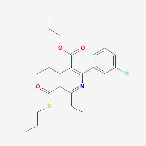 molecular formula C23H28ClNO3S B1677541 Propyl 2-(3-chlorophenyl)-4,6-diethyl-5-propylsulfanylcarbonylpyridine-3-carboxylate 