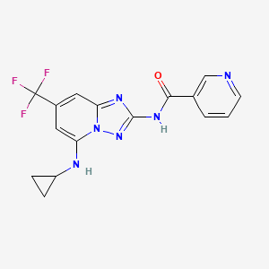 molecular formula C16H13F3N6O B1677544 N-(5-(cyclopropylamino)-7-(trifluoromethyl)-[1,2,4]triazolo[1,5-a]pyridin-2-yl)nicotinamide CAS No. 1124381-43-6