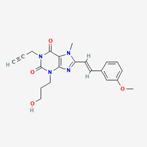 molecular formula C21H22N4O4 B1677554 3-(3-hydroxypropyl)-8-[(E)-2-(3-methoxyphenyl)ethenyl]-7-methyl-1-prop-2-ynylpurine-2,6-dione CAS No. 261717-18-4