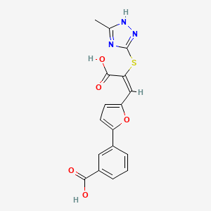 molecular formula C17H13N3O5S B1677577 3-[5-[(E)-2-carboxy-2-[(5-methyl-1H-1,2,4-triazol-3-yl)sulfanyl]ethenyl]furan-2-yl]benzoic acid CAS No. 577789-80-1