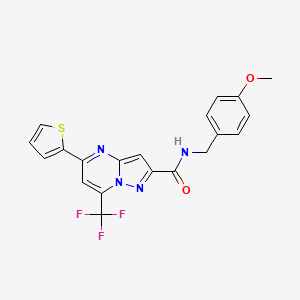 molecular formula C20H15F3N4O2S B1677581 N-(4-methoxybenzyl)-5-(thiophen-2-yl)-7-(trifluoromethyl)pyrazolo[1,5-a]pyrimidine-2-carboxamide CAS No. 313987-85-8