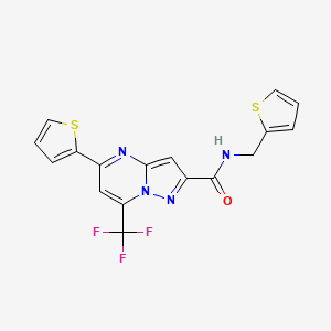 molecular formula C17H11F3N4OS2 B1677582 5-thiophen-2-yl-N-(thiophen-2-ylmethyl)-7-(trifluoromethyl)pyrazolo[1,5-a]pyrimidine-2-carboxamide CAS No. 314049-21-3