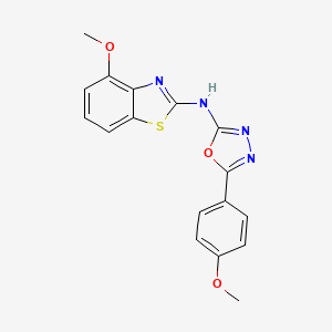 molecular formula C17H14N4O3S B1677604 N-(4-methoxybenzo[d]thiazol-2-yl)-5-(4-methoxyphenyl)-1,3,4-oxadiazol-2-amine CAS No. 862974-25-2
