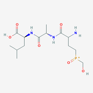 molecular formula C14H27N3O6P+ B1677704 4-(Hydroxymethylphosphinyl)-L-2-aminobutanoyl-L-alanyl-L-leucine CAS No. 92567-89-0