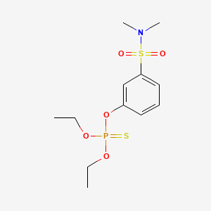 molecular formula C12H20NO5PS2 B1677726 Phosphorothioic acid, O,O-diethyl ester, O-ester with m-hydroxy-N,N-dimethylbenzenesulfonamide CAS No. 30978-93-9