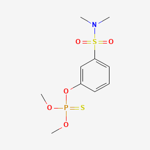 molecular formula C10H16NO5PS2 B1677727 Phosphorothioic acid, O,O-dimethyl ester, O-ester with m-hydroxy-N,N-dimethylbenzenesulfonamide CAS No. 30978-90-6