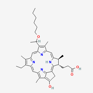molecular formula C39H48N4O4 B1677729 2-(1-Hexyloxyethyl)-2-devinyl pyropheophorbide-a CAS No. 149402-51-7