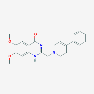 molecular formula C22H23N3O3 B1677731 6,7-dimethoxy-2-[(4-phenyl-3,6-dihydro-2H-pyridin-1-yl)methyl]-1H-quinazolin-4-one CAS No. 785708-33-0