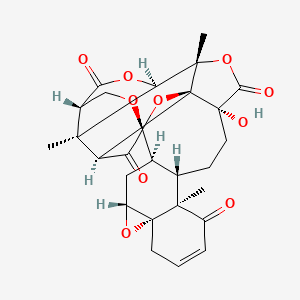 molecular formula C28H30O14 B1677765 (1R,2R,4R,6S,11R,12S,15R,18S,19R,20S,21S,23R,26S)-15-hydroxy-11,18,21-trimethyl-5,17,24,28,29-pentaoxanonacyclo[17.9.1.11,20.02,12.04,6.06,11.015,19.018,23.021,26]triacont-8-ene-10,16,25,30-tetrone CAS No. 57423-71-9