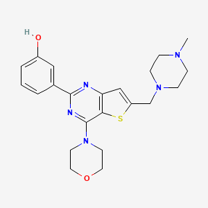 molecular formula C22H27N5O2S B1677773 3-[6-[(4-Methylpiperazin-1-yl)methyl]-4-morpholin-4-ylthieno[3,2-d]pyrimidin-2-yl]phenol CAS No. 885616-78-4