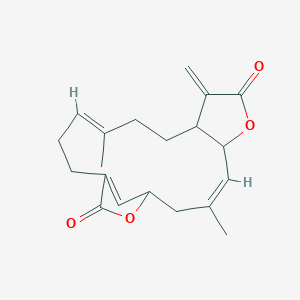 molecular formula C20H24O4 B1677817 (3Z,12E)-3,12-Dimethyl-8-methylidene-6,18-dioxatricyclo[14.2.1.05,9]nonadeca-3,12,16(19)-triene-7,17-dione CAS No. 3484-37-5