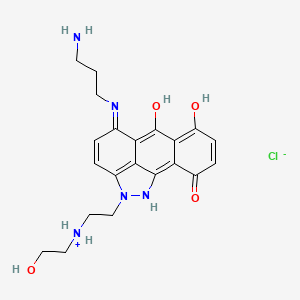 molecular formula C21H26ClN5O4 B1677838 Anthra(1,9-cd)pyrazol-6(2H)-one, 5-((3-aminopropyl)amino)-7,10-dihydroxy-2-(2-((2-hydroxyethyl)amino)ethyl)-, hydrochloride CAS No. 118201-50-6