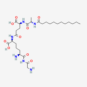 B1677884 L-Lysinamide, glycyl-6-carboxy-N(sup 6)-(N-(N-(1-oxododecyl)-L-alanyl)-D-gamma-glutamyl)-, threo- CAS No. 79645-16-2