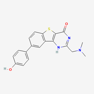 molecular formula C19H17N3O2S B1677885 [1]Benzothieno[3,2-d]pyrimidin-4(3H)-one, 2-[(dimethylamino)methyl]-8-(4-hydroxyphenyl)- CAS No. 1036380-87-6